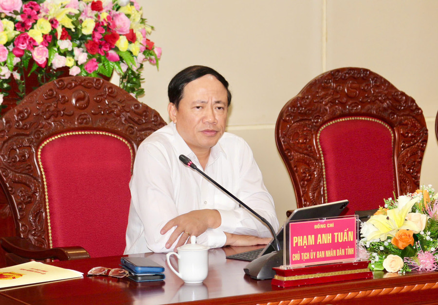 Chairman of the Provincial People's Committee Phạm Anh Tuấn chaired the working session. z6985564593362-437ecffa0cfb204e67271e4518bbb3f6.jpg