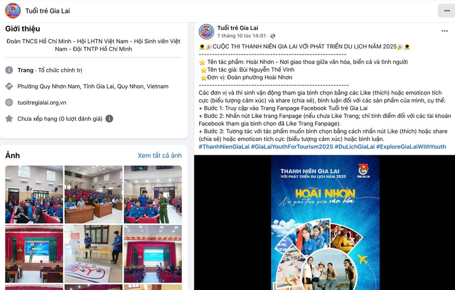 The video clips are posted on the Tuổi trẻ Gia Lai fanpage for the online voting round. Screenshot cac-video-clip-duoc-dang-tren-fanpae-tuoi-tre-gia-lai-de-thuc-hien-vong-binh-chon-truc-tuyen.jpg