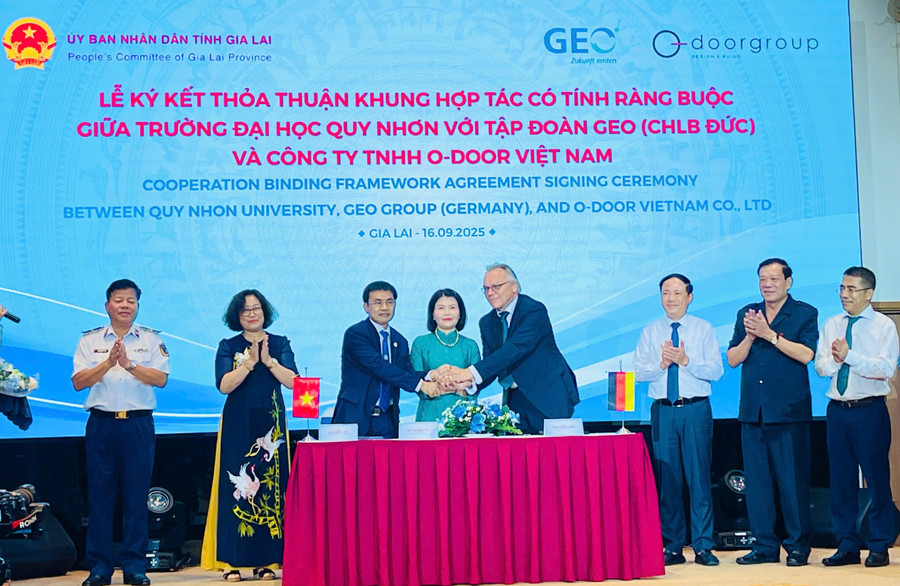 GEO Group, O-DOOR Vietnam Co., Ltd., and Quy Nhơn University sign a cooperation agreement. Photo: T.D gen-h-z7018129510390-3e537d78d8feec5824c28f426e6ed3a8.jpg