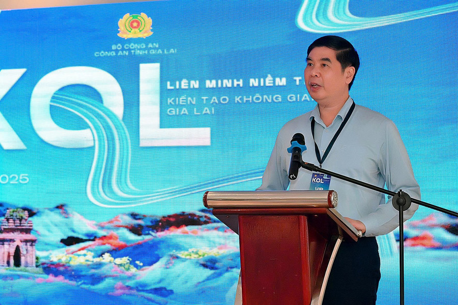 Vice Chairman of the Provincial People's Committee Lâm Hải Giang speaks at the conference. Photo: Đ.T 4dt.jpg