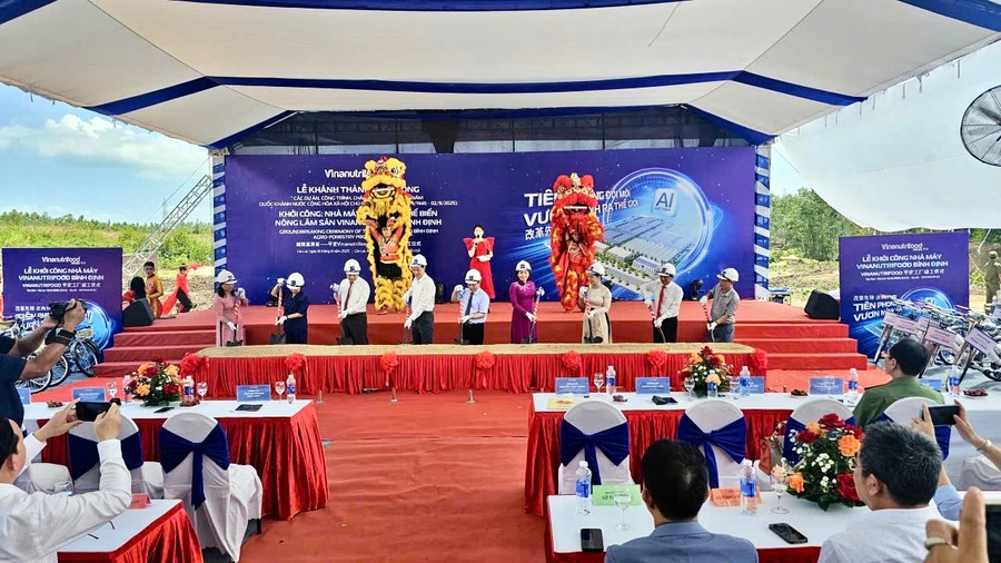 Groundbreaking ceremony of the Vinanutrifood Bình Định centralized agroforestry processing plant project. Photo: Đức Hải khoi-cong.jpg