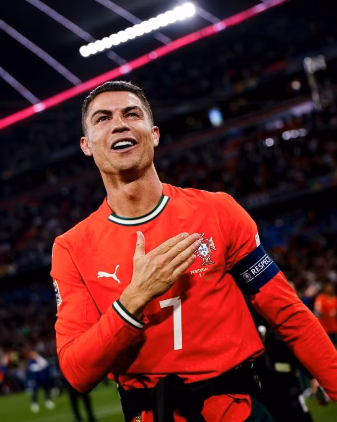 Cristiano Ronaldo during a game for Portugal. Photo by Instagram/@cristiano