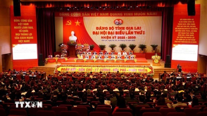 The closing ceremony of the Congress of the Party Organisation of Gia Lai province for the 2025 - 2030. Photo: VNA gia-lai.jpg