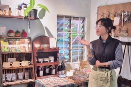 The consignment space for non-profit handmade goods at Nương Coffee, a rustic and unique café located in the highland city of Gia Lai.