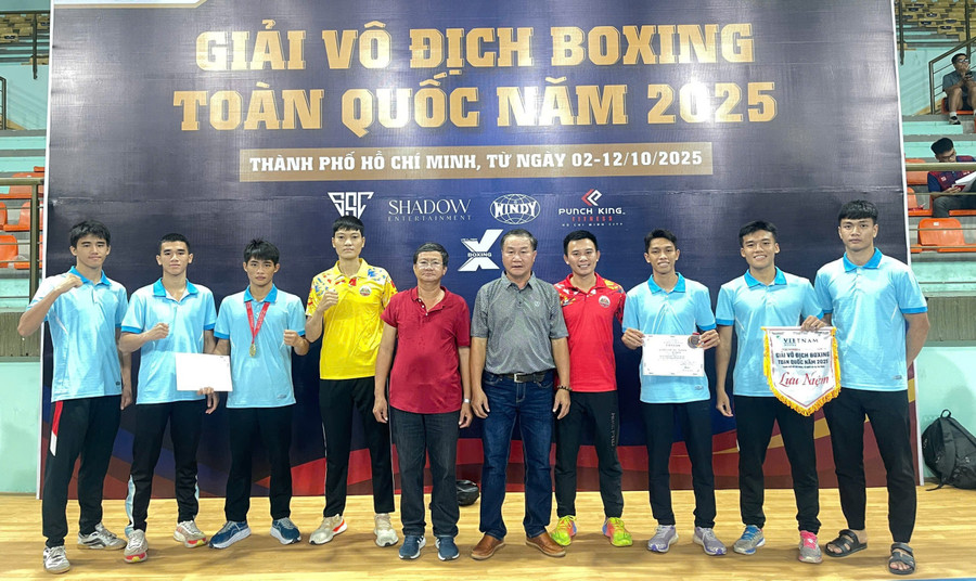 The Gia Lai team won one gold and one bronze medal at the 2025 National Boxing Championship. Photo: Provided by Organizers boxing-gia-lai.jpg