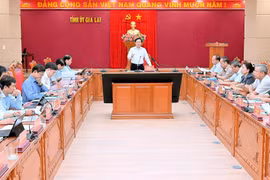Secretary of the Provincial Party Committee Ho Quoc Dung chaired a meeting of the Steering Committee for National Key Projects in Gia Lai Province. Photo: Duc Thuy