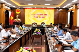 Delegates attended a session on combating IUU fishing and promoting sustainable development of the fisheries sector at the Gia Lai Provincial People's Committee headquarters.