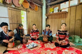 Artisans and local residents gather to play traditional musical instruments and sing folk songs during a community event. Photo: D.Đ