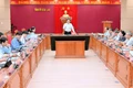 Secretary of the Provincial Party Committee Ho Quoc Dung chaired a meeting of the Steering Committee for National Key Projects in Gia Lai Province. Photo: Duc Thuy