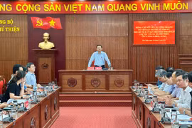 Vice Chairman of the Provincial People's Committee Nguyễn Tự Công Hoàng delivers concluding remarks at the working session. Photo: Hà Duy