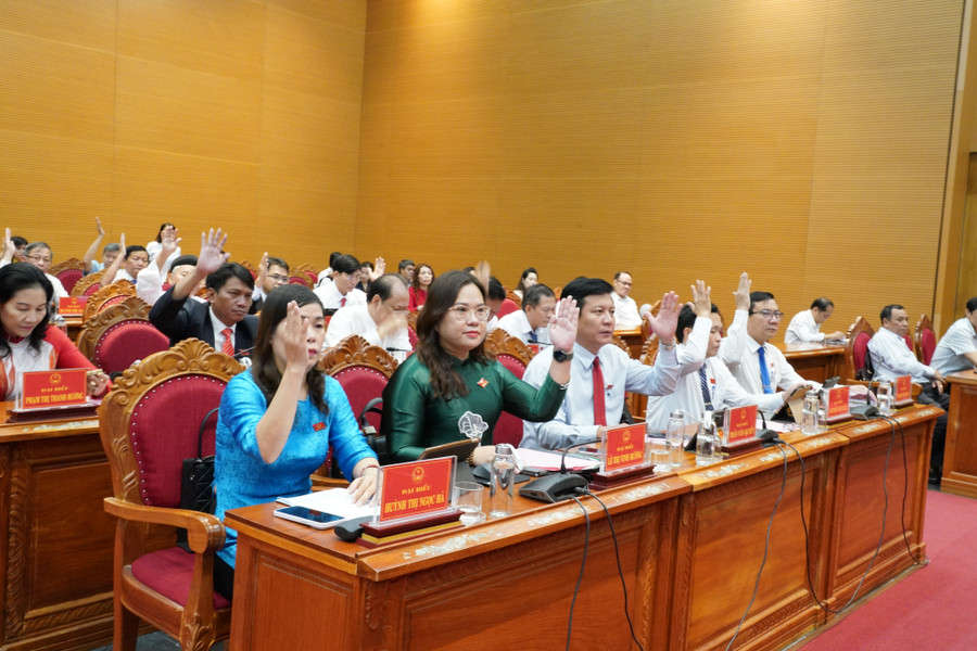 Delegates vote to approve the session's agenda. Photo: N.H. a4.jpg