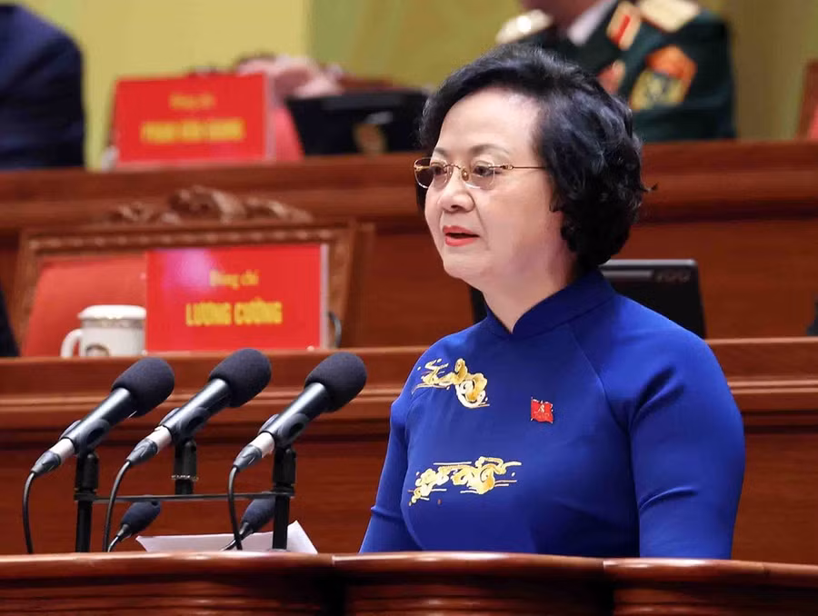 Phó Thủ tướng Chính phủ Phạm Thanh Trà tham luận về vấn đề xây dựng Chính phủ kiến tạo phát triển, liêm chính, hành động quyết liệt, phục vụ nhân dân. Ảnh: P.V