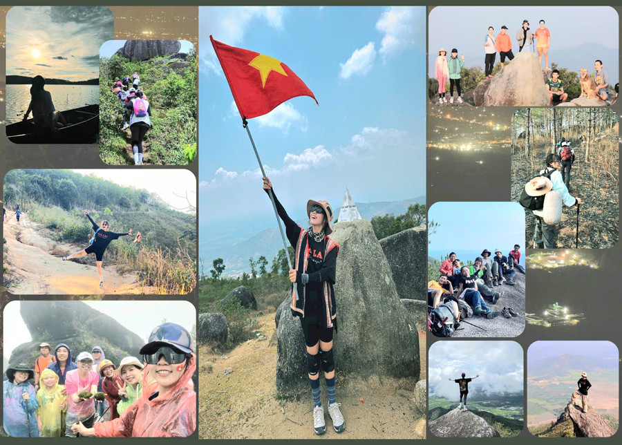 Huỳnh Trần Thảo Vy (Pleiku Ward, Gia Lai Province) and friends enjoying a relaxing moment atop Chư Nâm. Photo: Provided by subject vyhuynh-ngocduy.jpg