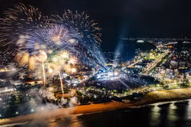 The Pleiku hotel is awash in the colors of the national flag, welcoming visitors from across the country to the mountain city for National Day. Photo: Minh Châu