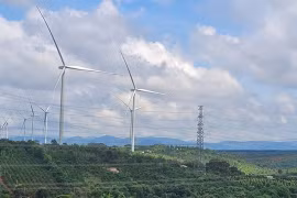 A wind power plant in Gia Lai Province. 