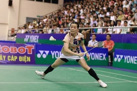 Nguyen Thuy Linh in action during the Vietnam Open final.