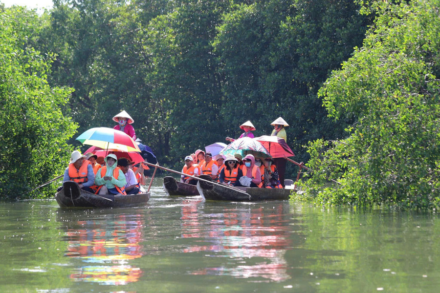 Cồn Chim Xanh Trade & Services Cooperative (Tuy Phước Đông commune) develops community-based tourism with a focus on environmental protection. Photo: H.Đ dich-vu-du-lich.jpg