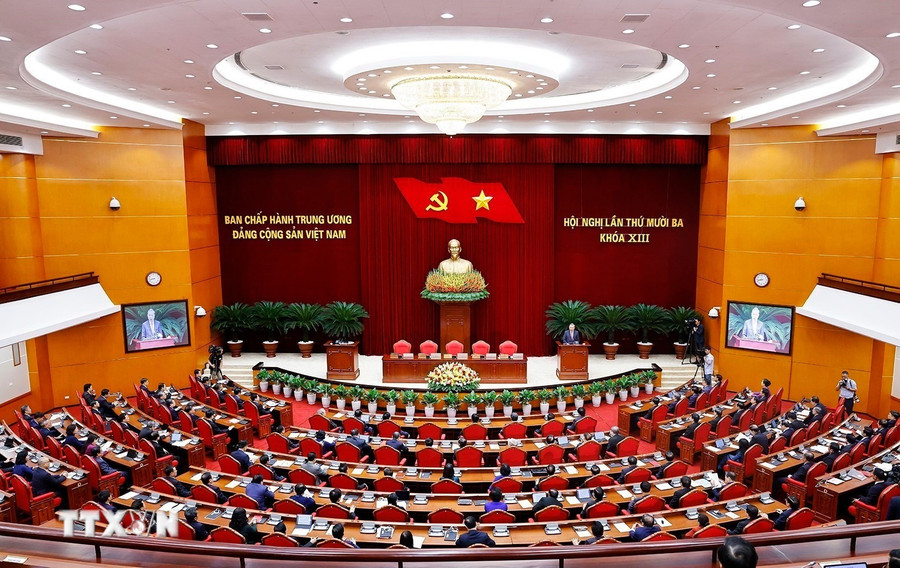 Closing session of the 13th Plenum of the 13th Party Central Committee. Photo: Doãn Tấn/Vietnam News Agency be-mac-ban-chap-hanh.jpg