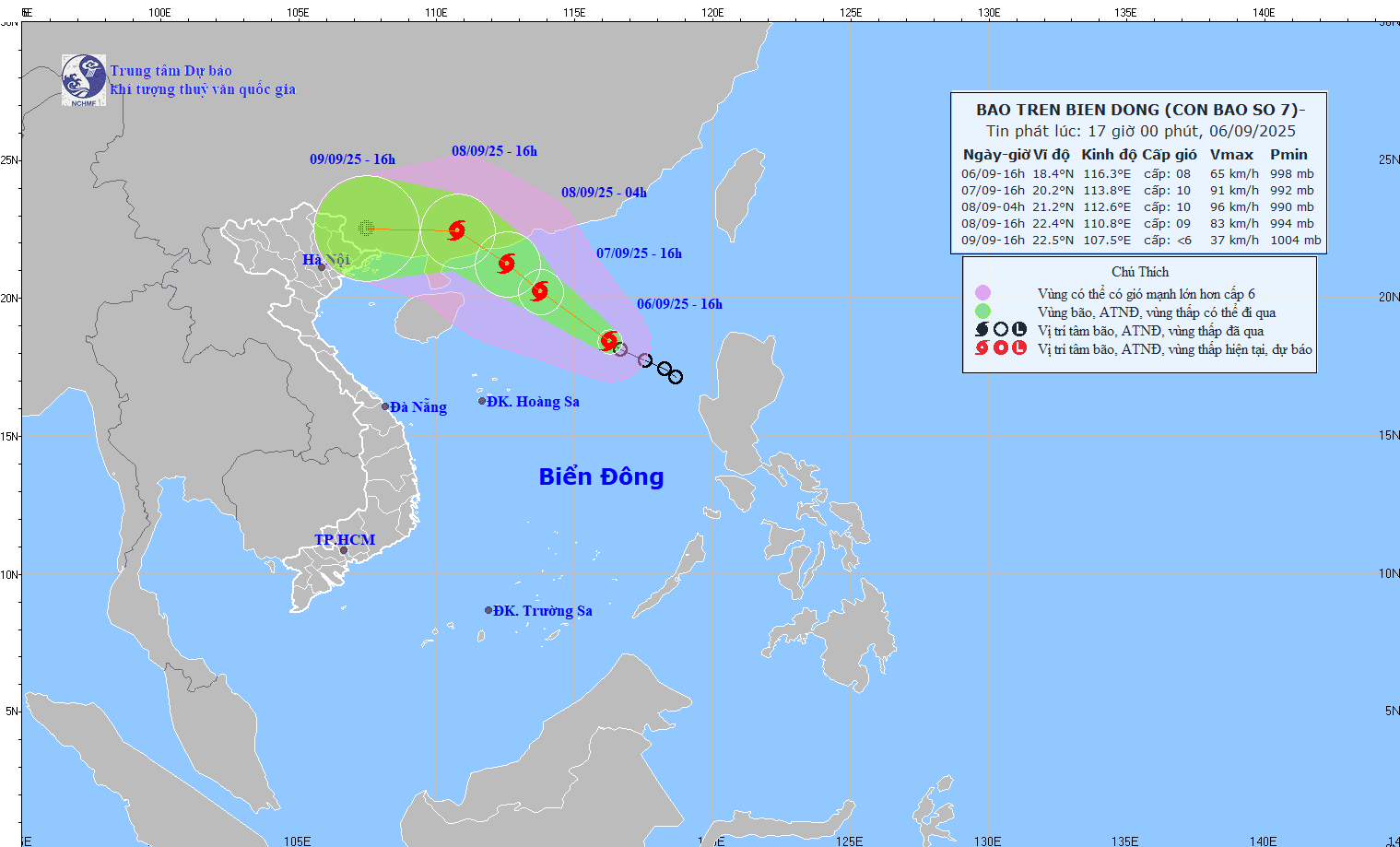 Location and path of the tropical depression. (Source: National Center for Hydro-Meteorological Forecasting) bao.gif