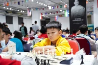 Hoàng Tấn Vinh competes at the 2025 Asian Youth Chess Championship. Photo: Provided by the subject