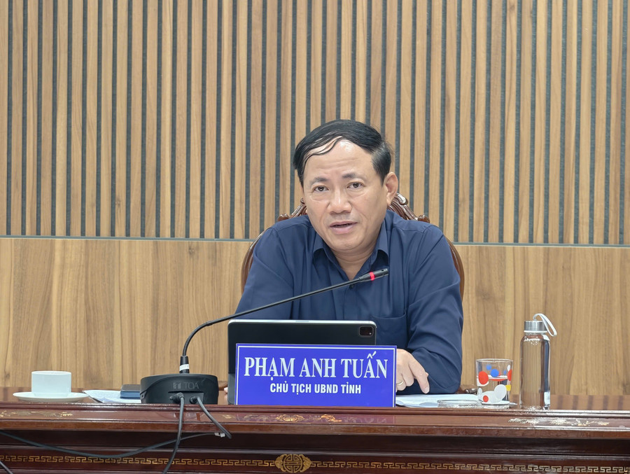 Chairman of the Provincial People’s Committee Phạm Anh Tuấn chaired the dialogue session. Photo: Dũng Nhân