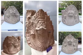 The collection of five Naga serpent reliefs at Duong Long Tower. Photo: Ngoc Nhuan