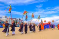 The ritual of welcoming the deities into the temple during the Thanh Minh Festival of Nhon Hai fishing village residents took place solemnly on the beach on the afternoon of February 27. Photo: Ngoc Nhuan