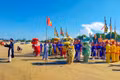Fishermen from the Trung Lương lagoon community perform the Nam Hai deity welcoming ceremony on the beach. Photo: Provided by the correspondent