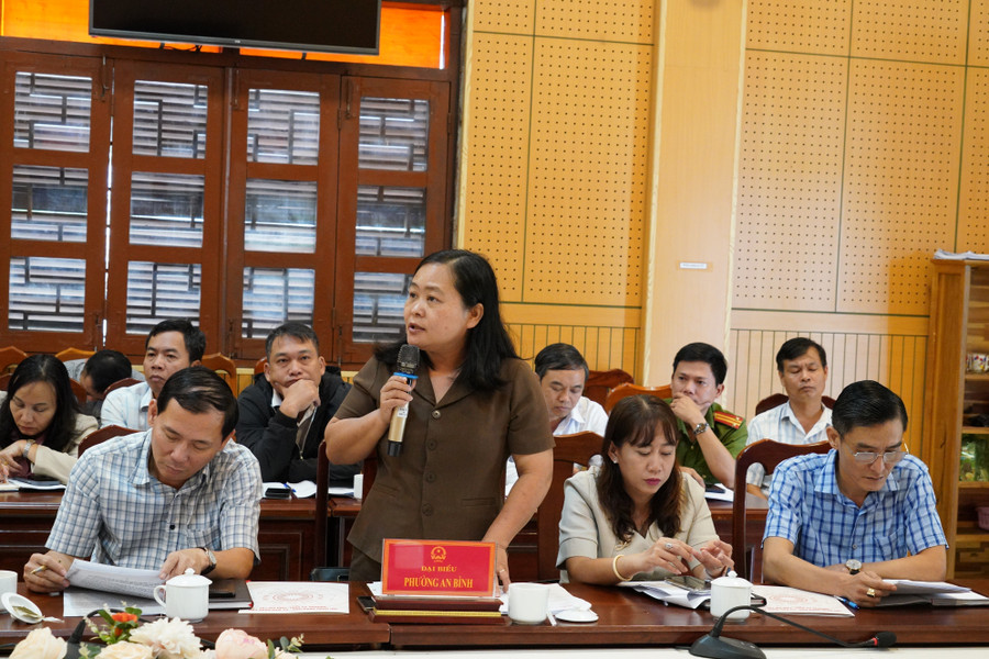 A representative from An Bình Ward’s leadership outlines major development directions for the locality in the near future. Photo: N.H 4.jpg
