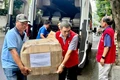 The provincial Red Cross (facility 1) received goods donated by various organizations on the morning of October 8.