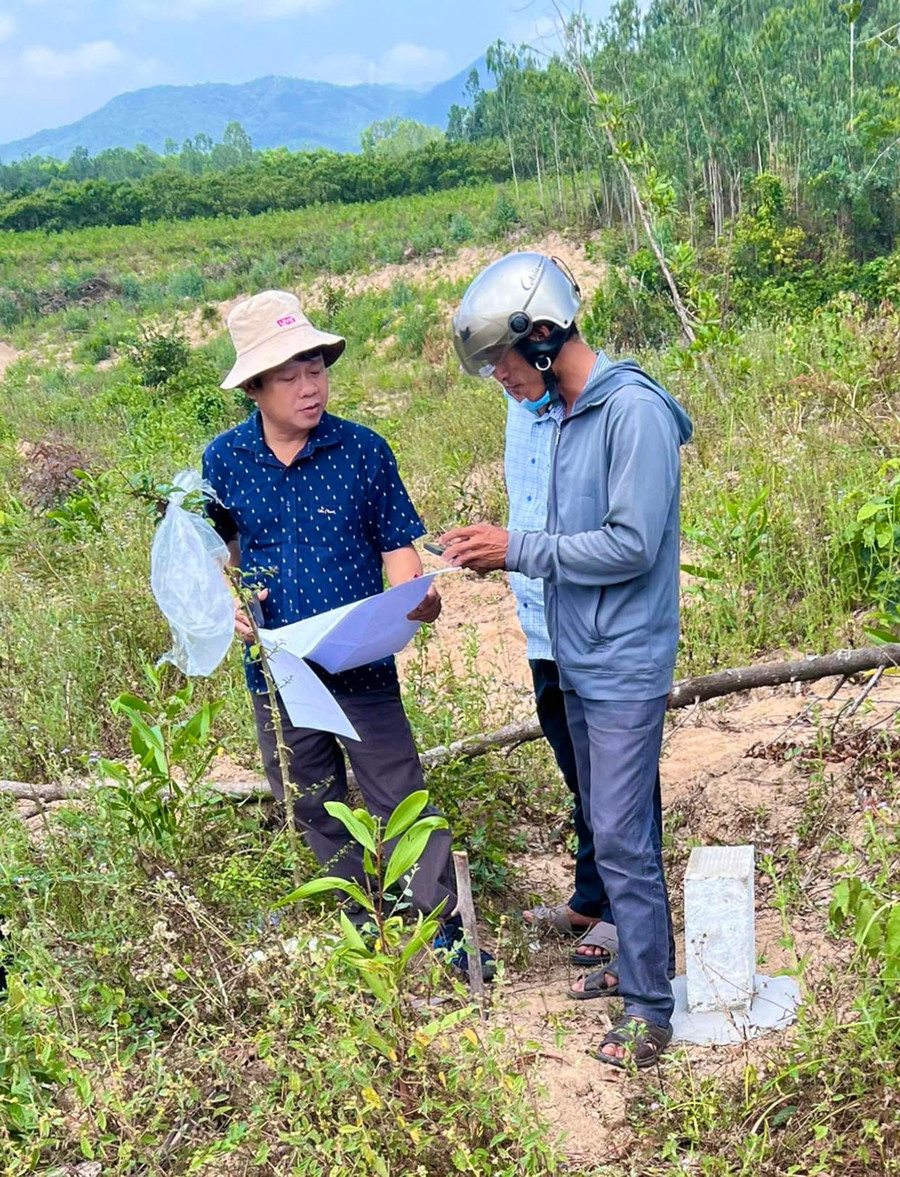 The land clearance task force in communes affected by the Quy Nhon - Pleiku project has conducted land measurements for impacted households. Photo: Hải Yến