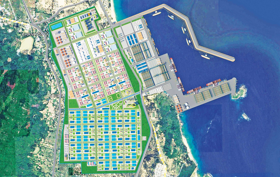 Dọc theo tuyến đường ven biển đã và đang hình thành Khu công nghiệp Phù Mỹ và nhiều dự án du lịch đẳng cấp. - Trong ảnh: Phối cảnh Khu công nghiệp Phù Mỹ tại xã Phù Mỹ Đông. Ảnh: T.SỸ