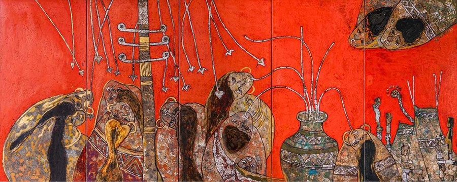 “Men rừng” (Forest Yeast) by artist Hồ Thị Xuân Thu. Tác phẩm Men rừng của họa sĩ Hồ Thị Xuân Thu.