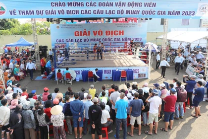 The Muay boxing ring has been set up in the Đại Đoàn Kết Square area.