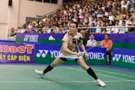 Nguyen Thuy Linh in action during the Vietnam Open final.