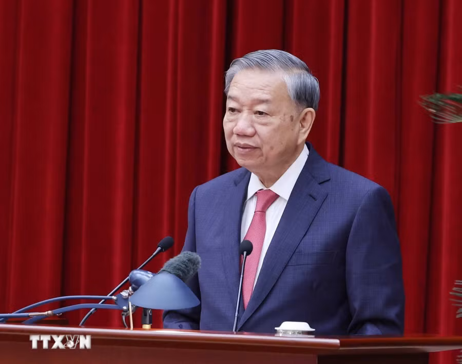 General Secretary Tô Lâm delivers the closing speech at the 13th Plenum of the 13th Party Central Committee. Photo: Thống Nhất/Vietnam News Agency