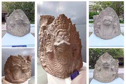 The collection of five Naga serpent reliefs at Duong Long Tower. Photo: Ngoc Nhuan